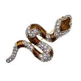 Acosta Brooches - Brown Enamel - Crystal Snake Brooch
