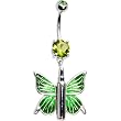 Prediot Green Gem Bullet Butterfly Belly Ring