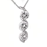 Sterling Silver CZ Necklaces - Chain: 17/ Height: 34mm