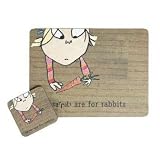 'Charlie  Lola' Cork-Backed Placemat  Coaster Set - Carrots Are For Rabbits