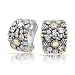 Bling Jewelry Art Deco Style Modern Two Tone Crystal Half Hoop Clip On Earrings
