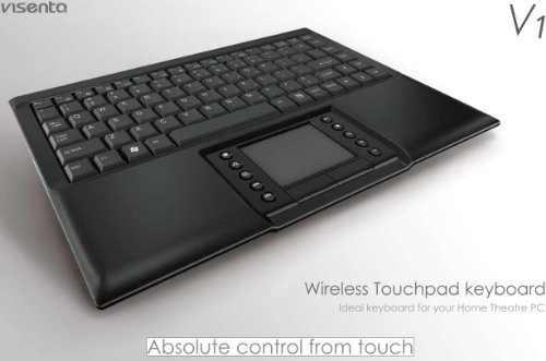 Visenta Super Slim 2.4 GHz Wireless Mini Compact Computer Keyboard with Smart Tap Touch Pad for MCE - Media Center Edition . Extra Long Range of Over 50 Feet