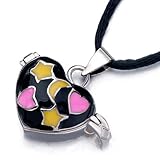 Valentines Day Gifts For Her Black Pink Heart Ana Yellow Star & Moon Pendant
