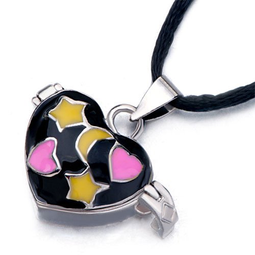Valentines Day Gifts For Her Black Pink Heart Ana Yellow Star & Moon Pendant