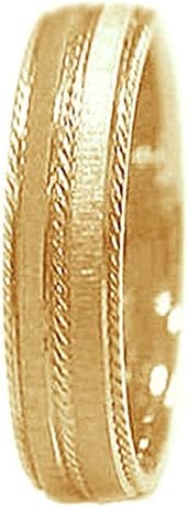 Classic 14k Yellow Gold Wedding Ring in 5 Mm with Florentine Finish and Thin Rope Design