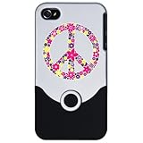 IMAGE OF iPhone 4 or 4S Slider Case Silver Flowered Peace Symbol PYP