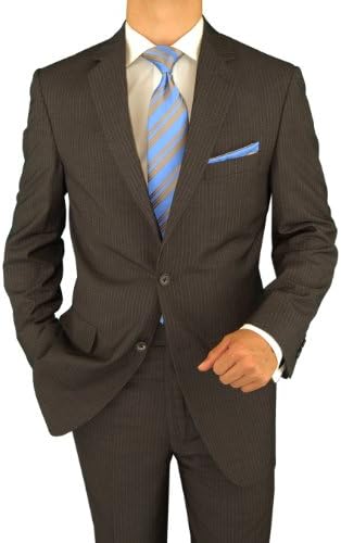 Salvatore Exte Men's 2 Button Dark Gray Stripe Suit