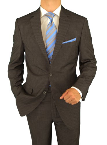 Salvatore Exte Men's 2 Button Dark Gray Stripe Suit