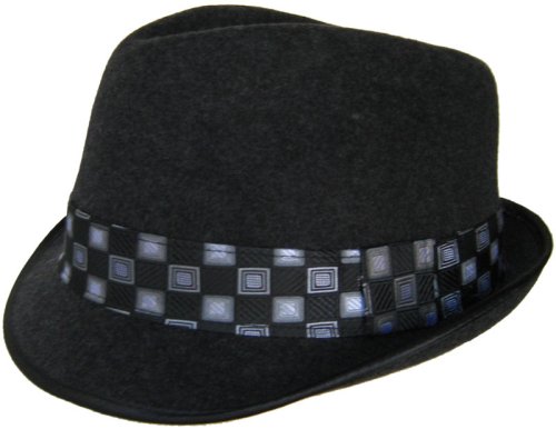 100% Wool C Crown Stingy Brim Felt Fedora with Necktie Hat Band