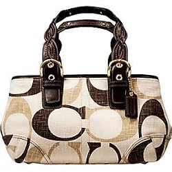 Coach Signatrure Tonal Shoulder Satchel Bag Purse Tote 12195 Brown