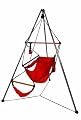 Hammaka Red Hammock Chair 4004-HMKA with wood dowels and Tripod Stand