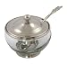 America Retold Antique Nickel and Glass Condiment Bowl with Spoon
