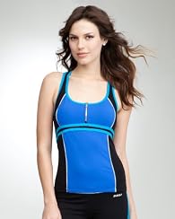 Power Blue Colorblock Zipper Racer Tank - BEBE SPORT