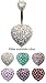 GlitZ JewelZ CZ Heart Belly Button Rings, Surgical Steel
