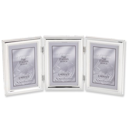 Silver-plated Beaded Triple 4x6 Photo Frame