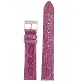Genuine Crocodile Watch Band Rose Pink Stitching Padded 22 millimeter