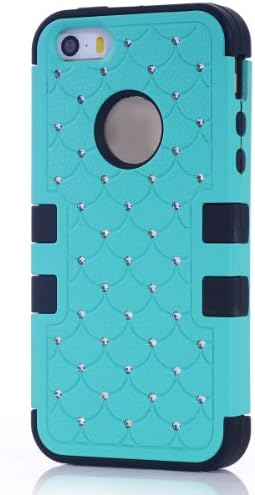 iPhone 5S Case, iPhone 5 Case, AUMI Dual Layer Hybrid Shockproof Gel Rhinestone Bling Armor Defender Case for Apple iPhone 5/5S