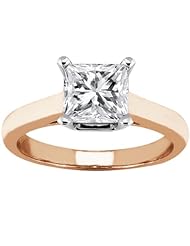 0.90 Ct Princess H/I SI1/SI2 Diamond 18K Rose Gold Ring