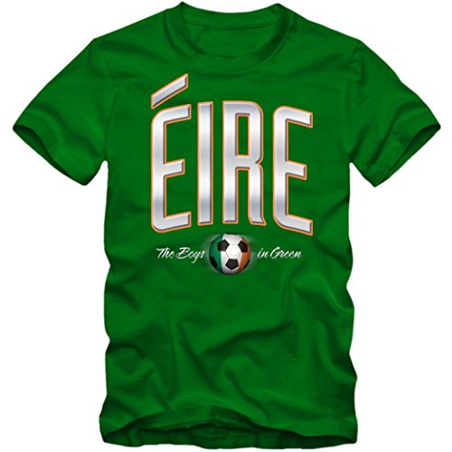 Herren Fußball T-Shirt Éire Ireland Irland Soccer Football EM Trikot, Farbe:grün;Größe:S