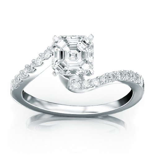 Asscher Cut/Shape Prong-set Round Diamonds Engagement Ring, VS Clarity (0.77 Carat t.w.)