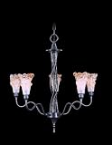 Framburg 9545 MB Mahogany Bronze Stone Crystal Wrought Iron 5 Light Up Lighting Chandelier from the