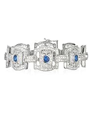 Sapphire Bezel with White CZ Bracelet-7.5