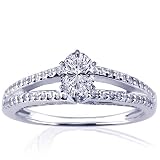 0.85 Ct Oval Shaped Petite Diamond Split Band Engagement Ring Pave 14K SI1-E GIA