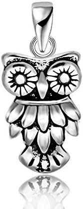 Everbling Owl Pendant 925 Sterling Silver with 18" Silver Chain Necklace