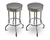 IMAGE OF 2 Gray Vinyl Specialty / Custom Barstools Set