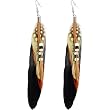 Yellow Chic Bead Drop Feather Earrings