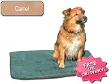 Orthopaedic Pet Dog/Cat Foam Mattress 95x70x4cm Egg Crate Design Camel Faux Suede Cover