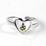 STERLING SILVER TOE RING WCZ - 8mm Heart