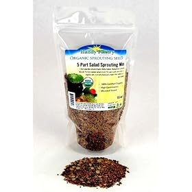 5 Part Salad Sprout Seed Mix -1 Lbs- Organic Sprouting Seeds: Radish, Broccoli, Alfalfa, Green Lentil & Mung Bean - For Sprouts