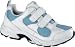 Drew Women's Flash Velcro Walking Shoes,White Leather/Baby Blue Mesh,8 M