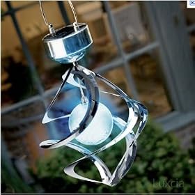 Colour Changing Solar Wind Spinner Spiral Light Ball Garden Tree Patio Red Blue Green Pink