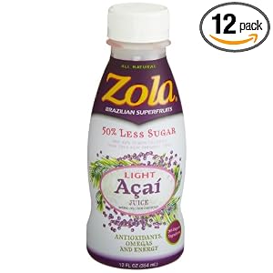 Zola Brazilian Superfruits Acai Light Juice, 12-Ounce Bottles (Pack of 12)