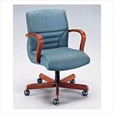 IMAGE OF Quick Silver Management Swivel - Wood Arms Finish: Medium Oak, Fabric: Sketch - Cardinal