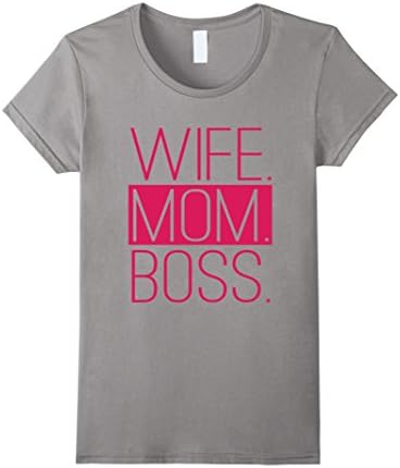 Women's Wife Mom Boss T-Shirt Powerful Women Great Mothers XL Slate
