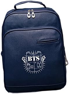 Xingdi Kpop Idol Team BTS Logo PU Backpack School Bags Shoulder Bags (Blue)