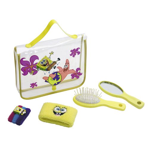 Childrens Toyshop  Spielwaren : Sponge Bob Schwammkopf Beauty-Case Spongebob Groesse: 15 x 14 x 4 cm Lieferumfang: Tasche mit Spiegel, Bürste, Armband und Zopfgummis