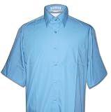 Men's Short Sleeve PEACOCK TURQUOISE BLUE Color Dress Shirt