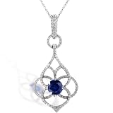 1-1/2ct TW Blue Sapphire & Diamond Necklace in 18kt Gold