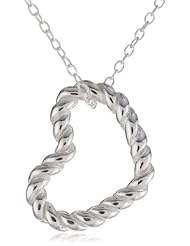 Sterling Silver Twisted Heart Pendant Necklace, 18