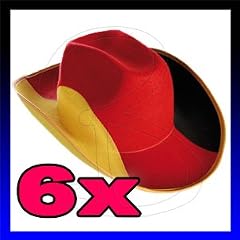 6 x Cowboyhut Deutschland Cowboy-Hut Fu�ball Fanhut Fanartikel Cowgirl Hut Germany