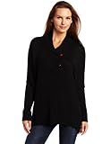 IMAGE OF 525 America Women's Shawl Collar Boxy Outside Stitch Poncho, Black, Small/Medium