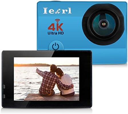 Iearl IE8000 Sports Action Camera - 2 Inch LCD Screen WiFi 4K 16 MP 30M Waterproof With Two Batteries Support up to 64GB Storage - 170° Wide Angle Lens (Blue)