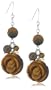 Tiger Eye and Smoky Quartz Carved Floral Dangle Earrings with Sterling Silver Hooks