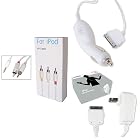 Apple iPod Charger 3 in 1 Bundled Kit - Home Travel Wall Charger - 12V Car Charger - AV Audio Video Cable