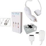 Buy Apple iPod Charger 3 in 1 Bundled Kit - Home Travel Wall Charger - 12V Car Charger - AV Audio... 