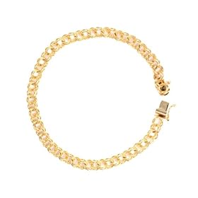 14k Yellow Gold 5mm Double-Link Charm Bracelet, 7.5 by Amazon.com Collection